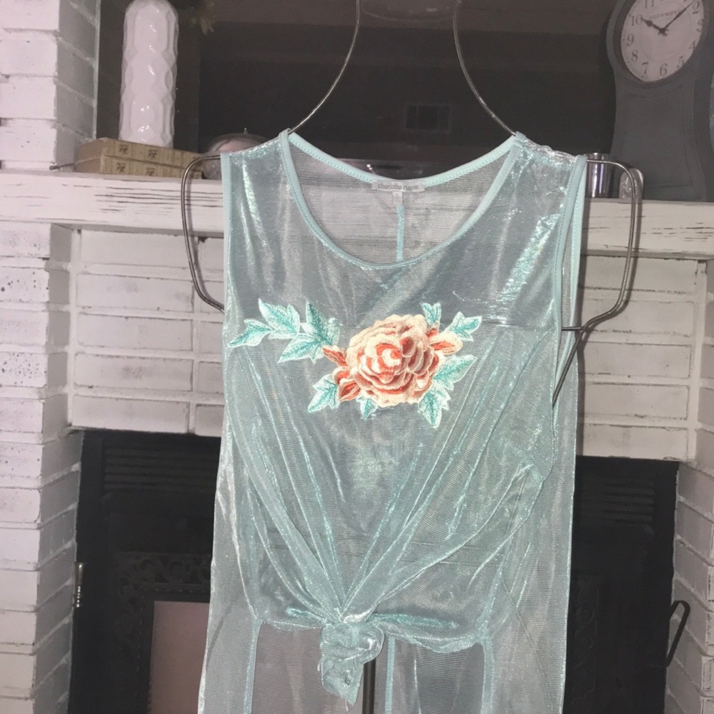 Sheer floral Blue Blouse